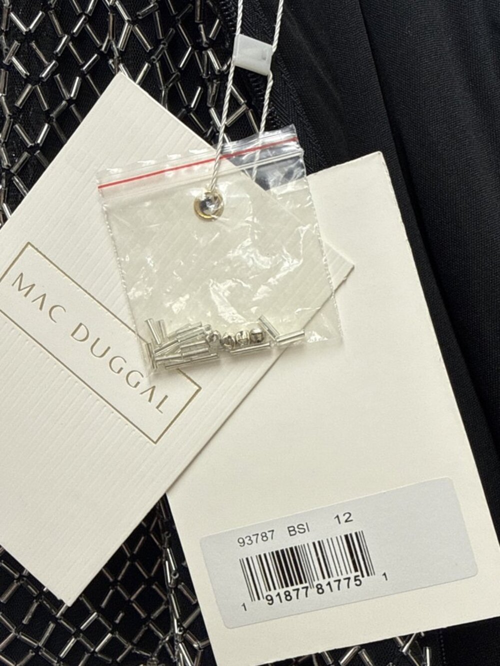 Mac Duggal Size 12 Black Silver Beaded Short Sleeve Cocktail Formal Dress Flaw - Picture 11 of 11